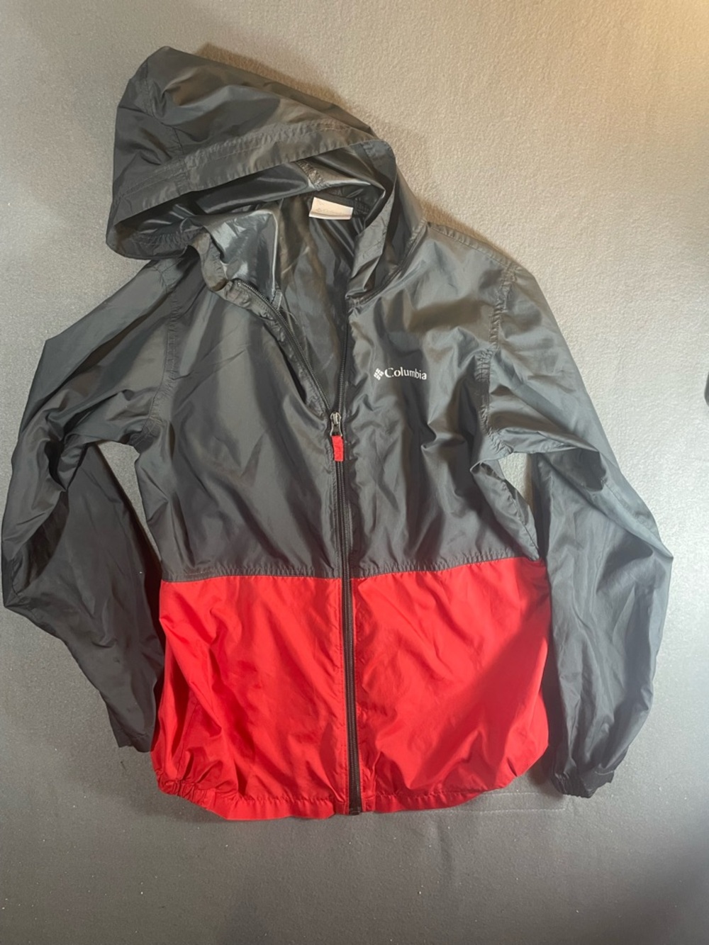 Columbia Kids Hooded Rain Jacket - Black and Red